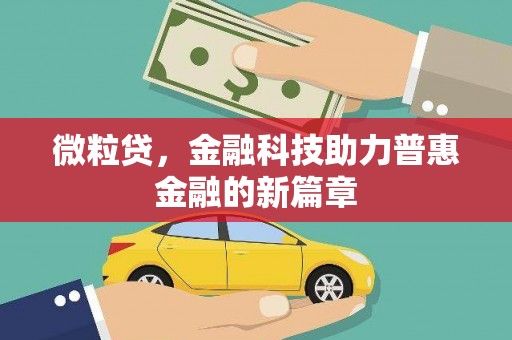 清新微粒贷，金融科技助力普惠金融的新篇章