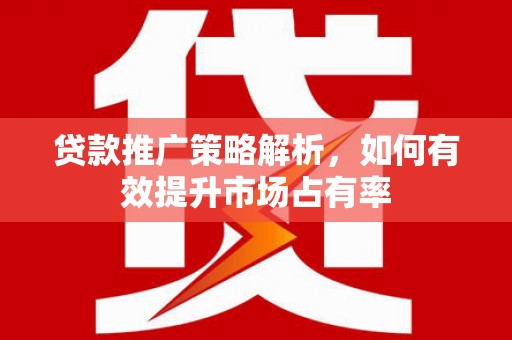 清新贷款推广策略解析，如何有效提升市场占有率