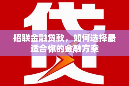清新招联金融贷款，如何选择最适合你的金融方案