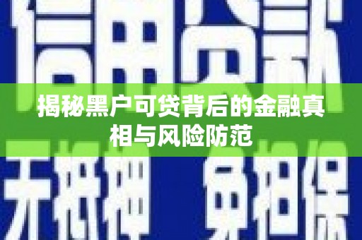 清新揭秘黑户可贷背后的金融真相与风险防范