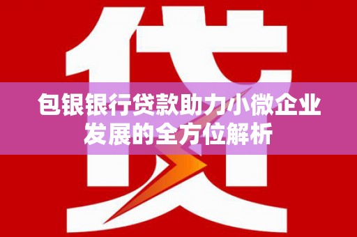 清新包银银行贷款助力小微企业发展的全方位解析