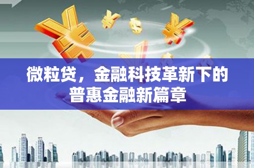清新微粒贷，金融科技革新下的普惠金融新篇章